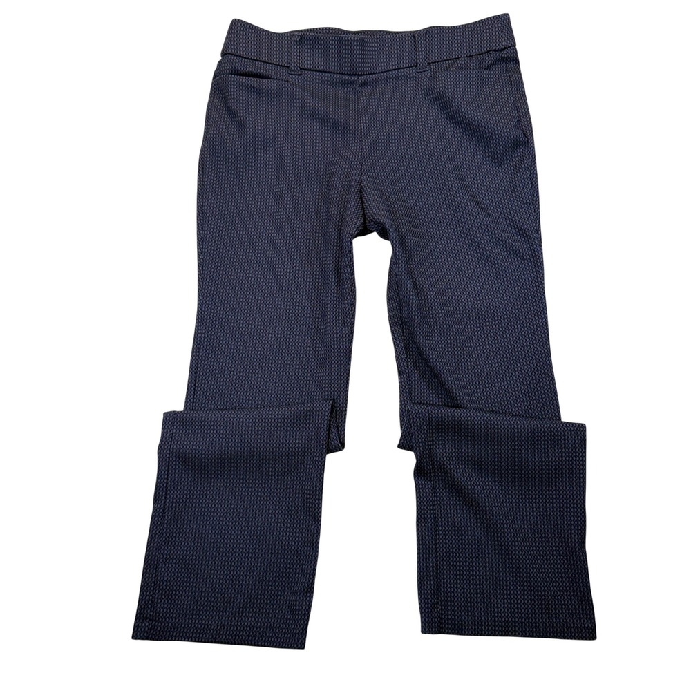Maurices Dress Pants Womens L Regular Navy Blue Diamond Stretch Straight Leg